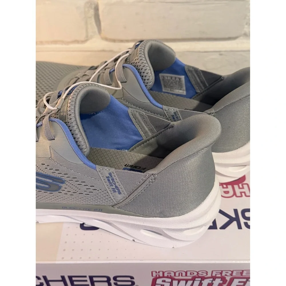 NWT Skechers Womens Hands Free Swift Fit Glide-Lite 2.0 Gray Sneakers •10• Walk